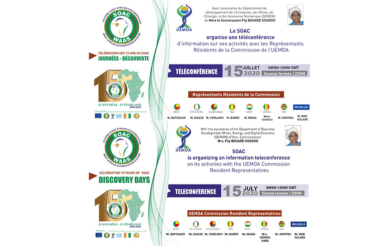 WAAS - SOAC 15 Years Commemoration: High Level Teleconference with the Resident Representatives of the UEMOA Commission in the member States and in Brussels during a special dedicated session on July 15, 2020