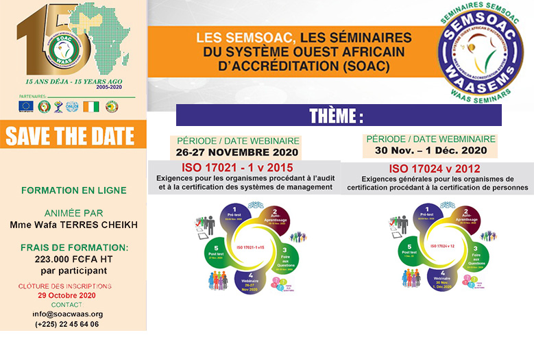 WAAS - SEMSOAC ISO IEC 17024 and ISO IEC 17021-1 (26 Nov - 1 DEC 2020) webinars