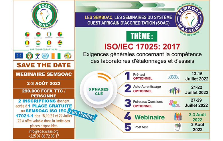 WAAS - Webinar from August 02 to 03, 2022 on the ISO IEC 17025: 2017 standard General requirements for the competence of testing and calibration laboratories"